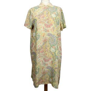 VTG Etro Milano Muted Pastels Paisley Print Silk Polo Shirt Style Shift Dress 46